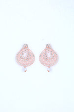 Gold Plated With White Pearl And Stone Studded Earring With Mang Tikka Set-VOJ221