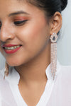 Gold Plated Stone Studded Drop Earrings-VOJ230