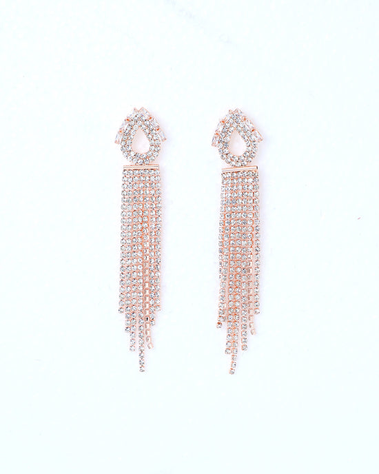 Gold Plated Stone Studded Drop Earrings-VOJ230