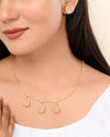 One Gram Gold Plated Stone Studded Necklace and Earrings Set-VOJ248