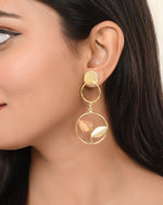 One Gram Gold Plated Round Shaped Drop Earrings-VOJ263