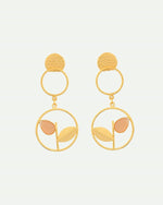 One Gram Gold Plated Round Shaped Drop Earrings-VOJ263