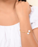 One Gram Gold Plated Pearl Studded Bracelet-VOJ264