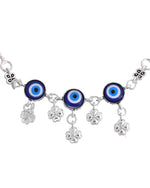 Set Of 2 Silver Plated Evil Eye Handcrafted Anklets-VOJ265