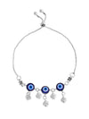 Set Of 2 Silver Plated Evil Eye Handcrafted Anklets-VOJ265