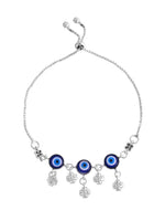 Set Of 2 Silver Plated Evil Eye Handcrafted Anklets-VOJ265