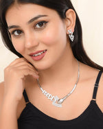 Silver Plated AD Studded Designer Handcrafted Jewellery Set-VOJ267