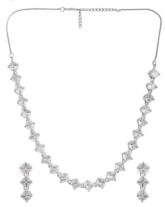 Silver Plated AD Studded Choker Jewellery Set-VOJ269