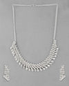 Silver Plated AD Stone Studded Necklace With Earrings Jewellery Set-VOJ281