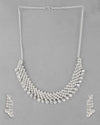 Silver Plated AD Stone Studded Necklace With Earrings Jewellery Set-VOJ281