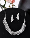 Silver Plated AD Stone Studded Necklace With Earrings Jewellery Set-VOJ281