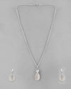 Silver Plated White Stone With AD Stone Studded Chain Set-VOJ284