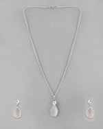 Silver Plated White Stone With AD Stone Studded Chain Set-VOJ284