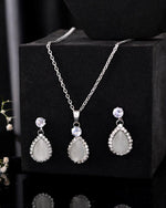 Silver Plated White Stone With AD Stone Studded Chain Set-VOJ284