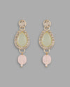 Gold Plated Nude Pink And Mint Green Stone Studded Jewellery Set With Maang Tikka-VOJ285