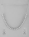 AD Stone Studded Silver Plated Necklace and Earrings Set-VOJ292