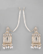 Gold Plated Handcrafted Pearls Beaded ChandBali Earrings with Kan Chain-VOJ293