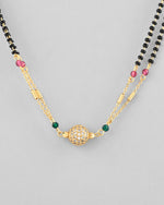 Gold-Plated AD-Studded & Beaded Layered Mangalsutra-VOJ300