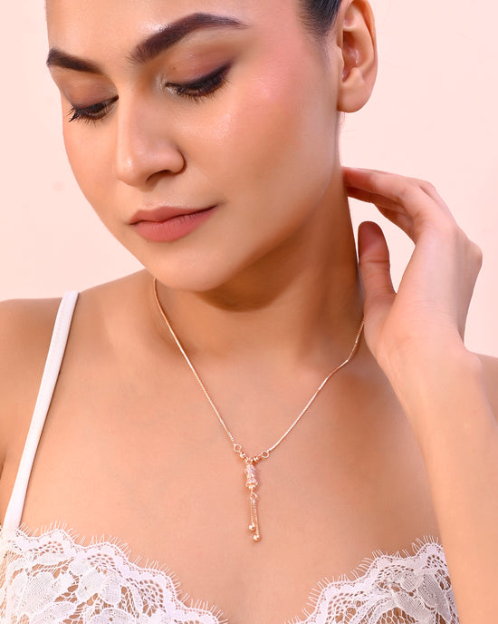 Rose Gold Plated AD Stone Studded Chain-VOJ302