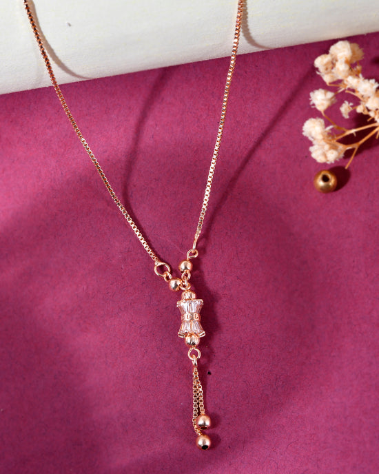 Rose Gold Plated AD Stone Studded Chain-VOJ302