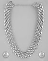 Silver Plated Long Necklace With Earrings Set-VOJ306