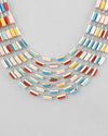 Multi Coloured  Long Necklace With Earrings Set-VOJ307