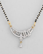 Silver-Plated AD Stone And Beaded Mangalsutra-VOJ309