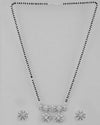 Silver-Plated Black Beaded & AD Studded Chain Mangalsutra Set-VOJ310