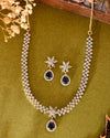 Gold-Plated White And Blue Colour AD-Studded Jewellery Set-VOJ316