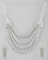 Silver Plated Stone Studded Multi Layer Jewellery Set-VOJ321