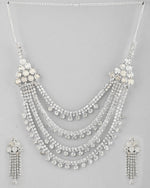 Silver Plated Stone Studded Multi Layer Jewellery Set-VOJ321