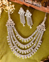 Silver Plated Stone Studded Multi Layer Jewellery Set-VOJ321