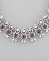 Silver Plated Pink AD Stone Studded Designer Jewellery Set With Mangtikka-VOJ326