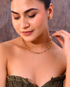 Gold Plated Designer Handcrafted Necklace With Earrings-VOJ327