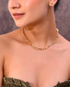 Gold Plated Designer Handcrafted Necklace With Earrings-VOJ327