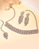 Silver Plated Baby Pink AD Stone Studded Designer Jewellery Set With Mangtikka-VOJ328