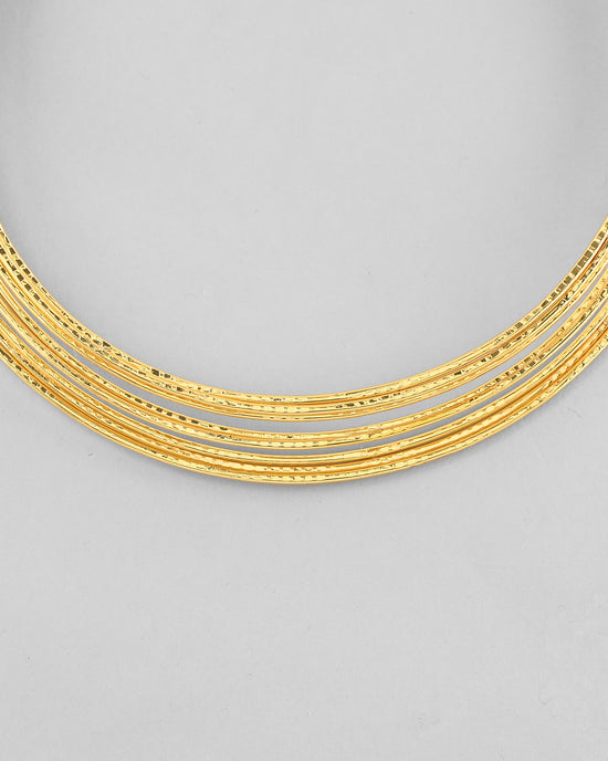 Gold-Plated Muti Layared  Hasli Necklace-VOJ330