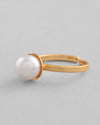 Gold Plated One Pearl Ring-VOJ332