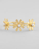 Gold Plated with 3 Flower and Pearl Kada Bracelet-VOJ333