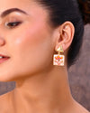 Gold Plated Hand Painted Drop Stud Earrings-VOJ336