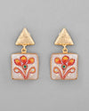 Gold Plated Hand Painted Drop Stud Earrings-VOJ336