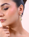 Gold Plated Leaf Shaped with Pearl Studded Earrings-VOJ337