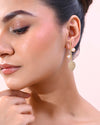 Gold Plated Leaf Shaped with Pearl Studded Earrings-VOJ337