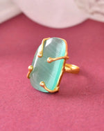 Gold Plated Big Green Stone Studded Ring-VOJ338