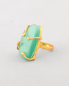 Gold Plated Big Green Stone Studded Ring-VOJ338