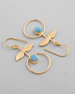 Gold Plated Blue Stone Studded Circular Drop Earrings-VOJ339