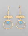 Gold Plated Blue Stone Studded Circular Drop Earrings-VOJ339