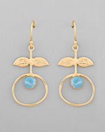 Gold Plated Blue Stone Studded Circular Drop Earrings-VOJ339