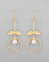 Gold Plated White Stone Studded Circular Drop Earrings-VOJ340