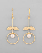 Gold Plated White Stone Studded Circular Drop Earrings-VOJ340